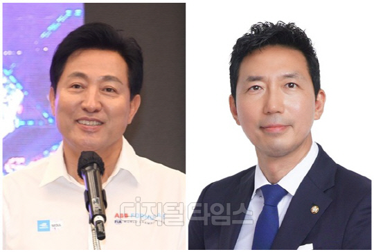 오세훈 서울시장(왼쪽)과 이정헌 더불어민주당 수석대변인. [디지털타임스 DB]